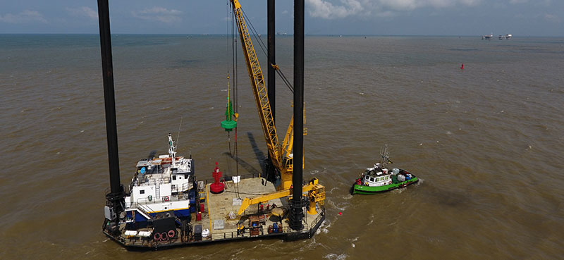 Heavy equipment on platform